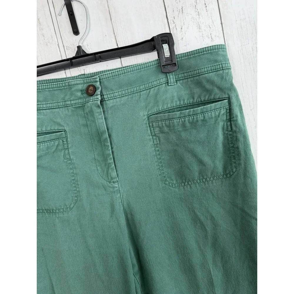 Women's Talbots Ankle Front Pocket Wide Leg Pants Green Size 14